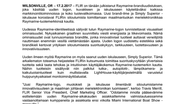 Raymarine: FLIR julkistaa Raymarine-brandin uuden ilmeen
