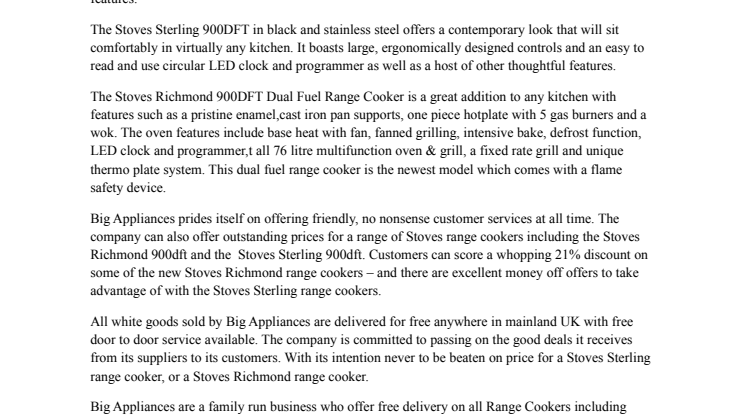 Stoves Range Cookers on Top at Big Appliances