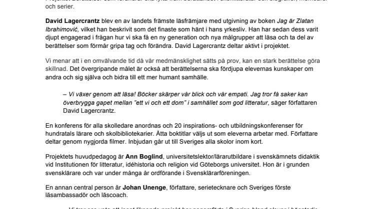 Läsrörelsen och David Lagercrantz i stor nationell lässatsning