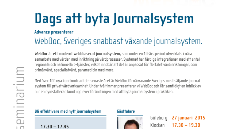 Seminarieinbjudan Göteborg & Stockholm: WebDoc, Sveriges snabbast växande journalsystem.