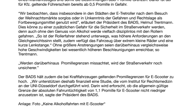 E-Scooter: BADS warnt vor Führerscheinverlust 