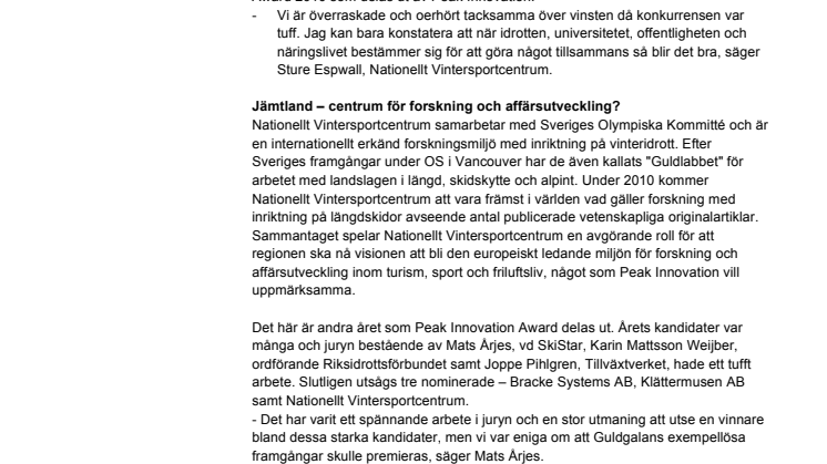 Guld till Guldlabbet – Nationellt Vintersportcentrum