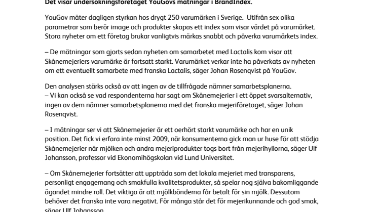 Skånemejeriers varumärke fortsatt starkt