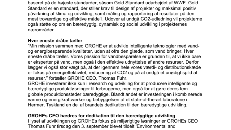 GROHE med CO2-neutral produktion i 2020