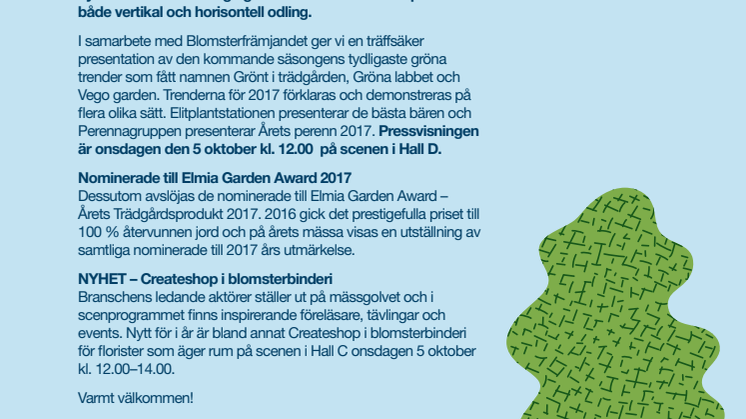 Pressinbjudan: Gröna parker, unikt och ätbart i fokus på Elmia Garden
