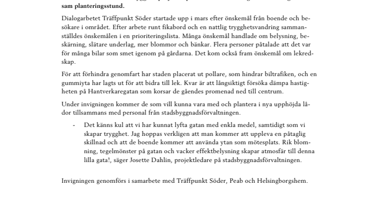 Pressinbjudan: Vi inviger förnyelsen av Nedre Holländaregatan 