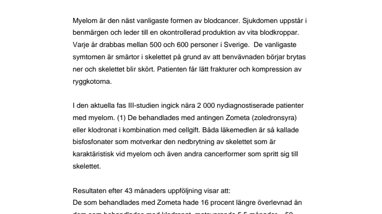 Fakta om myelom och IX-studien