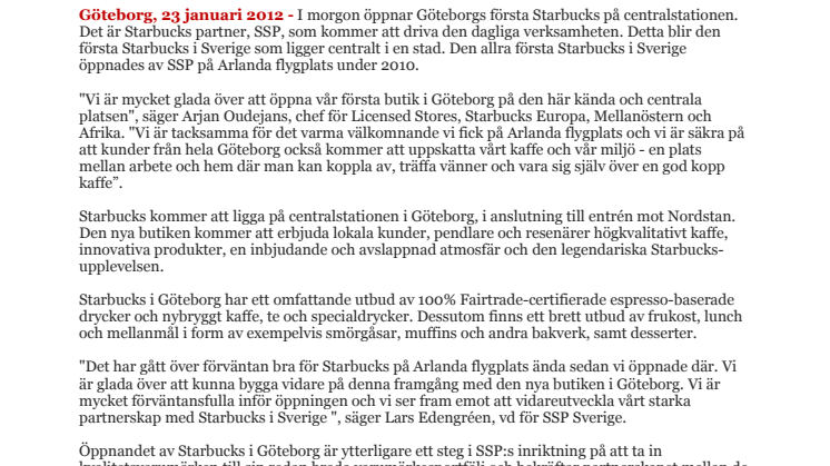 Starbucks kommer till Göteborg 