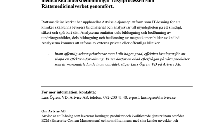 Artvise e-Tjänst till Rättsmedicinalverket!
