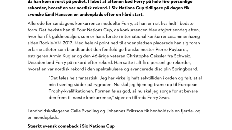 GULD- OG SØLVMEDALJE TIL SVERIGE I FOUR NATIONS CUP OG SIX NATIONS CUP 