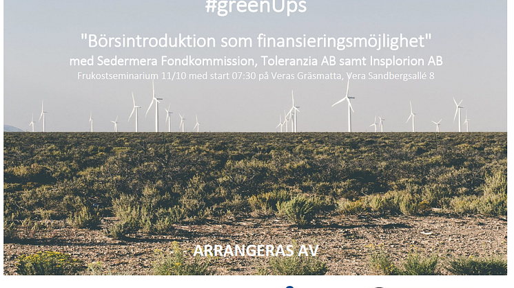 Inbjudan till #greenUps höstmöte 11/10 på temat "Börsintroduktion som finansieringsmöjlighet"