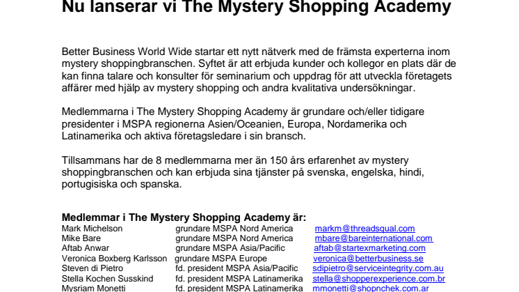 Nu lanserar vi The Mystery Shopping Academy