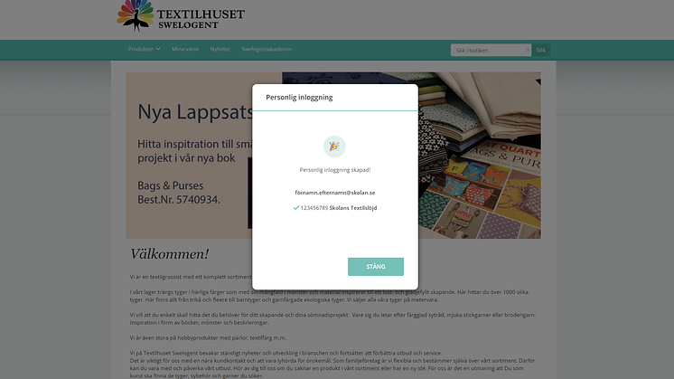 Personlig inloggning för Textilhuset gör det enklare för kunderna