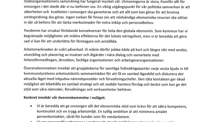 Tvärpolitisk överenskommelse om coronainsatser i Kristianstad