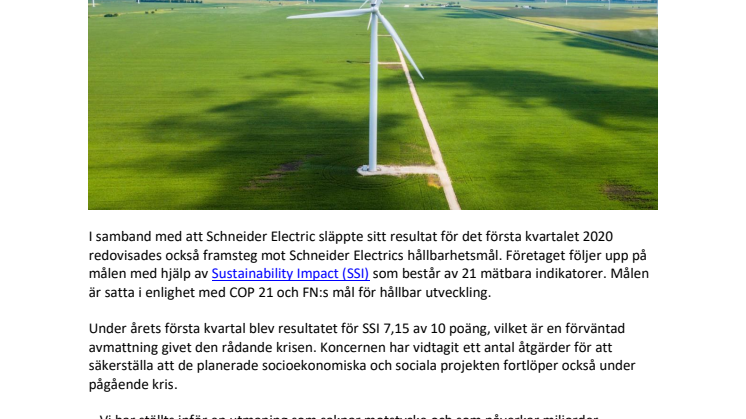 Schneider Electric släpper resultat för första kvartalet och lanserar nya hållbarhetsåtaganden