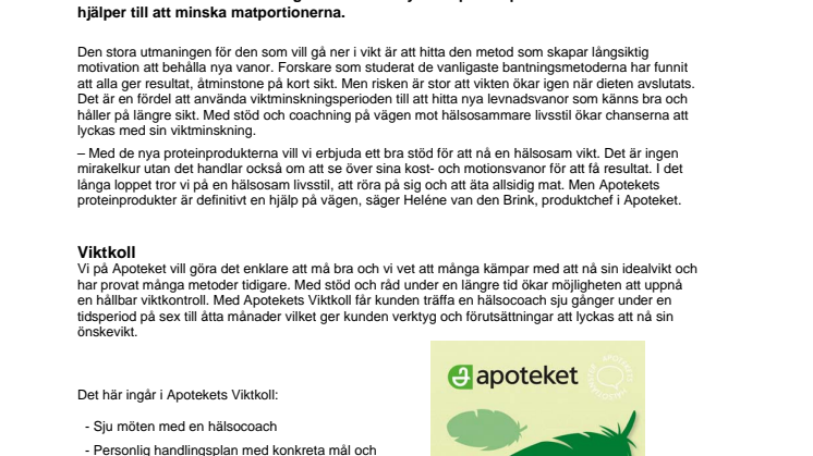 Apoteket lanserar nytt stöd för hälsosam vikt