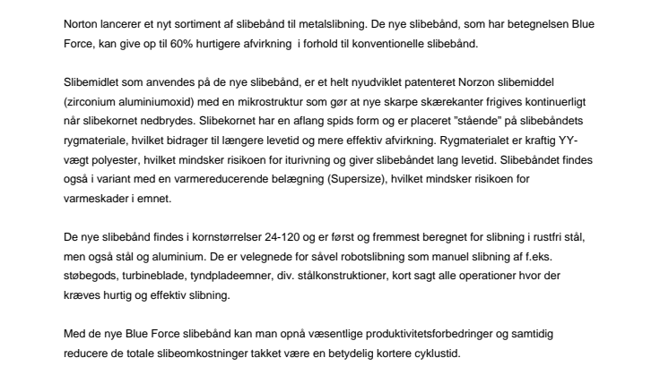 Nyt effektivt slibebånd fra Norton