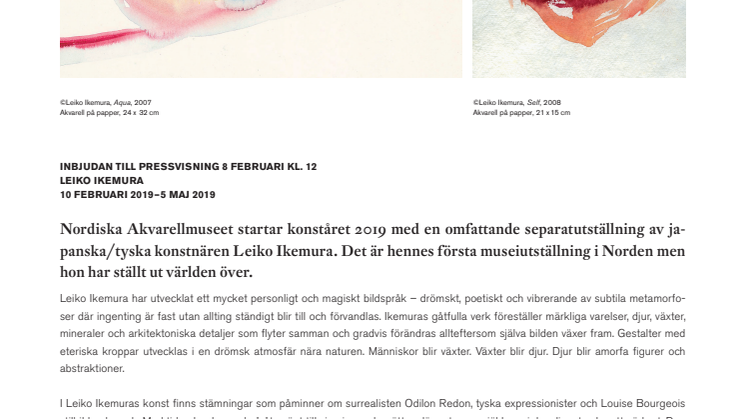 Leiko Ikemura på Nordiska Akvarellmuseet / Pressvisning 8 Februari kl. 12