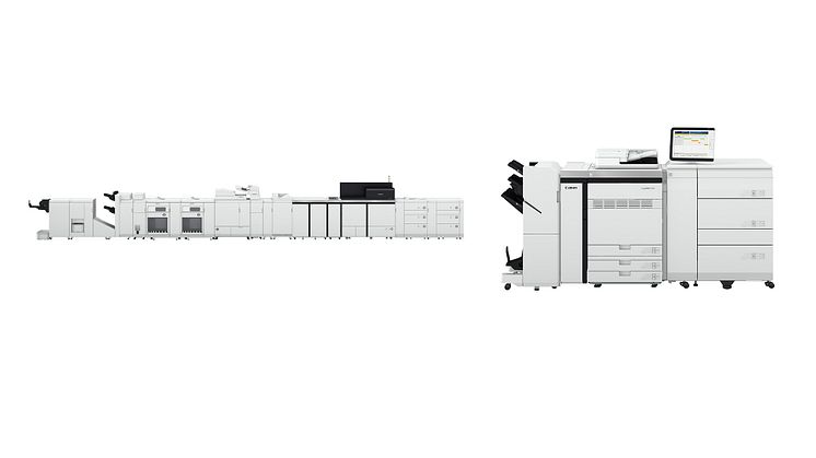 Det nye flaggskipet imagePRESS V1350 (til venstre) har høyeste produktivitet i sin klasse uten at det går på bekostning av kvaliteten Nye imagePRESS V900-serien er en inngangsmodell i V-produktserien