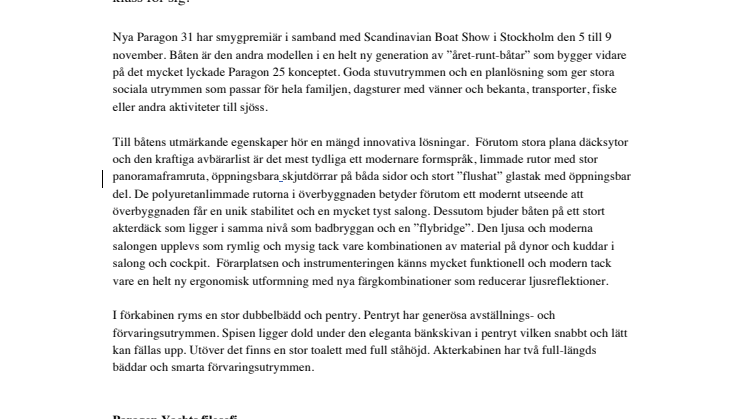 Smygpremiär för nya Paragon 31