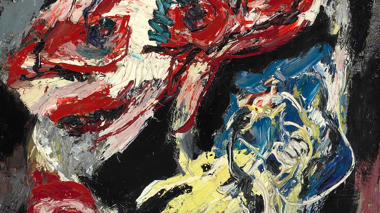 Karel Appel- Grosses Tier verschlingt kleines Tier (Det store dyr sluger det lille dyr), 1958. Sign. C.K. Appel. Olie på lærred. 162 x 130.