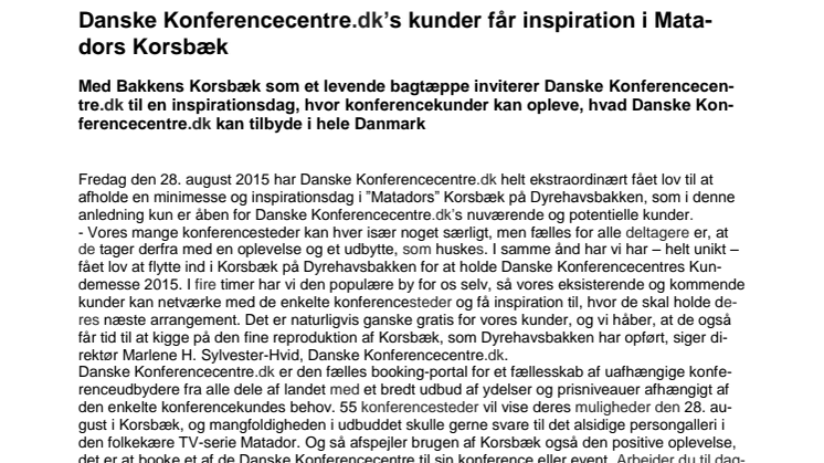 Danske Konferencecentre.dk’s kunder får inspiration i Matadors Korsbæk