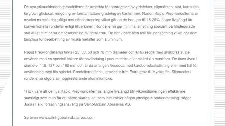 Nya ytkonditioneringsrondeller med längre livslängd
