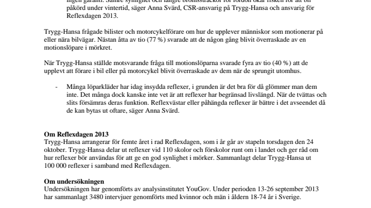 Åtta av tio bilister missar joggare i mörkret