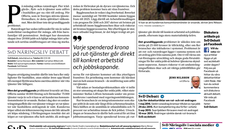 ”Utökat rut-avdrag löser inte problemet”