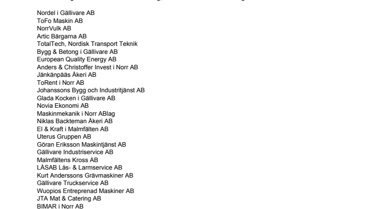 Företagen bakom Bästa Tillväxt 2011 i Gällivare kommun.