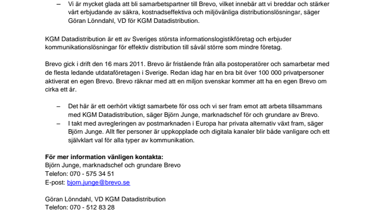 KGM Datadistribution inleder samarbete med Brevo