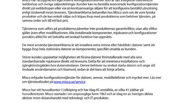 Misco öppnar konfigurationscenter