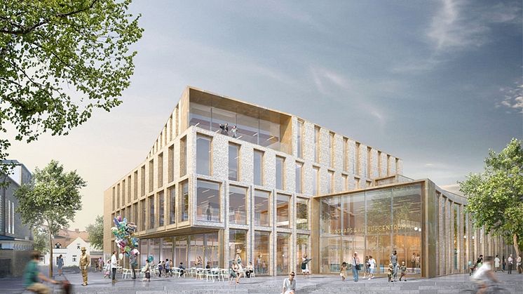 Nytt kultur- och kunskapscentrum klätt i mässing och plåt