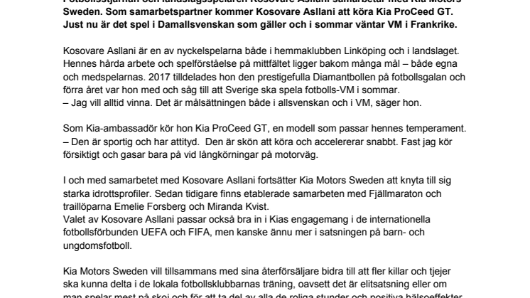 Kosovare Asllani väljer Kia 