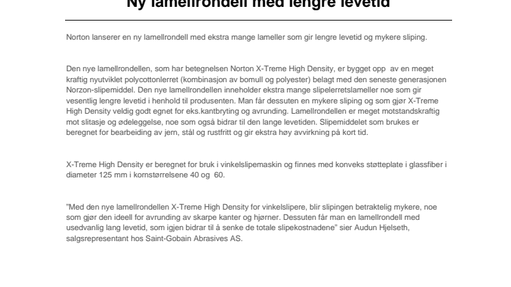 Ny lamellrondell med lengre levetid