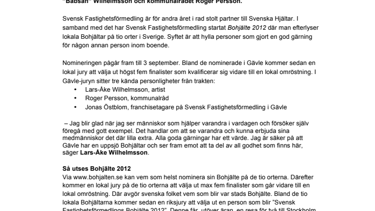 Gävleprofiler i juryn för Bohjälte 2012
