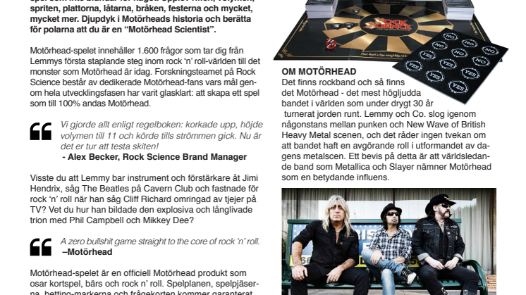 Rock Science Motörhead - brädspelet som levererar allt Motörhead står för!