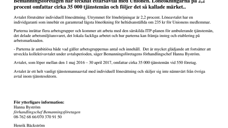 Bemanningsföretagen har tecknat ambitiöst avtal med Unionen