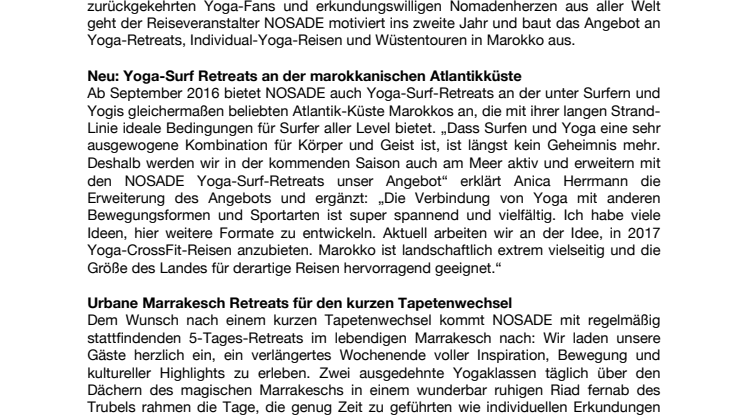 Stadt, Land, Meer - NOSADE baut Angebot an Yoga-Reisen in Marokko aus