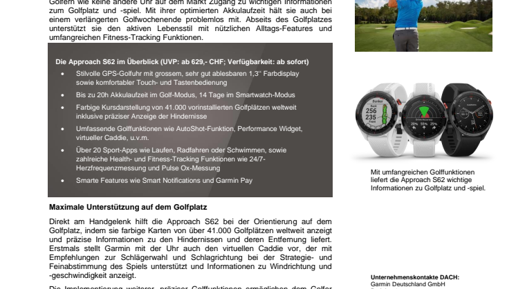 Perfekter Abschlag mit der Approach S62