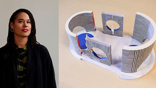 Bildtext: Afaina de Jong. Modell på konstpaviljongen till Campusparken, Södertälje.