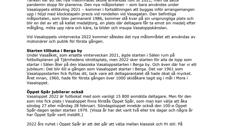 Nyheter och info Vasaloppets vintervecka 2022