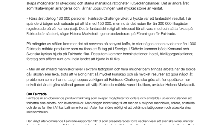 Skövdebor deltar i rekordfika för att sätta fokus på Fairtrade