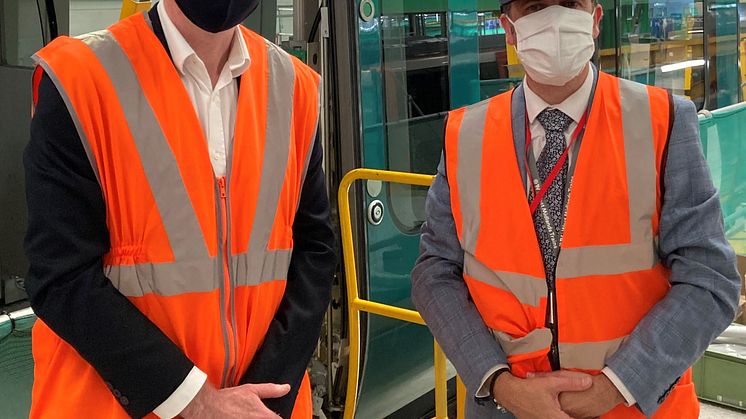 Matt Byrne, left, President UK & Ireland of Bombardier Transportation and Julian Edwards, right, managing director of London Northwestern Railway.