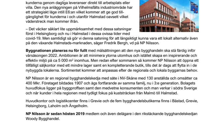 NP Nilsson satsar vidare – bygger helt ny bygghandel i Halmstad!
