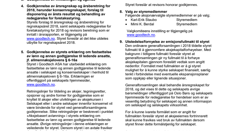 Innkalling til ordinær generalforsamling 2019
