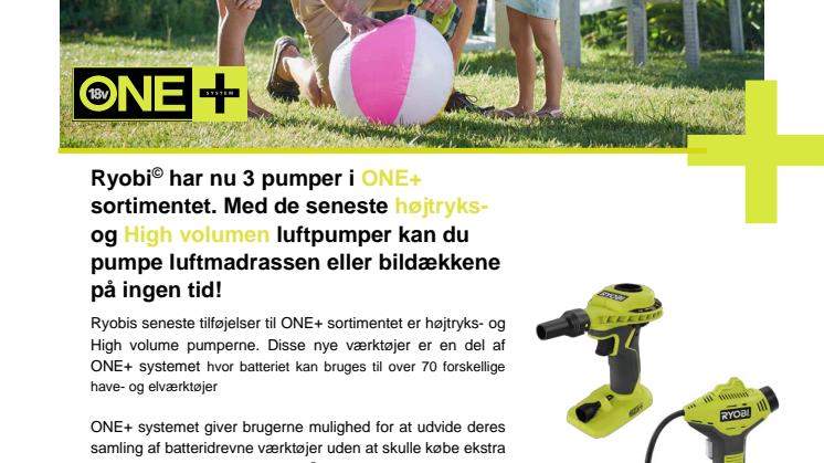 Ryobi har en pumpe til  alle dine behov!