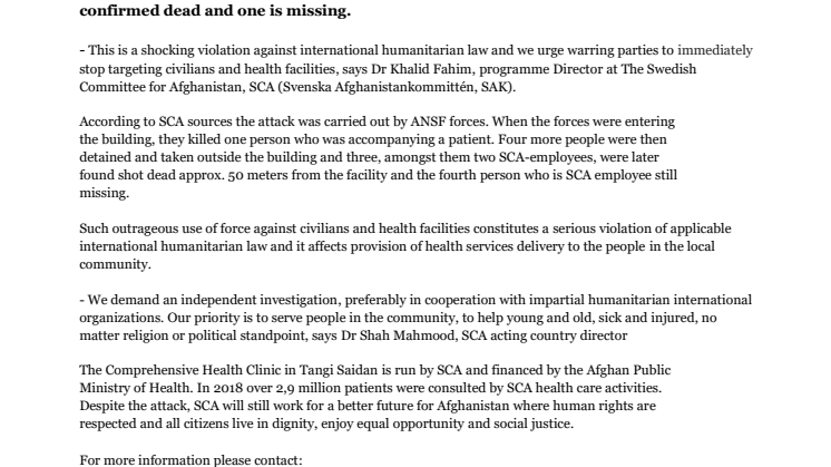 We strongly condemn attack on health clinic in Afghanistan