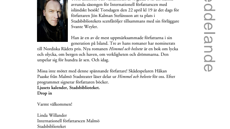 Internationell författarscen säsongsavslutar med isländsk romankraft