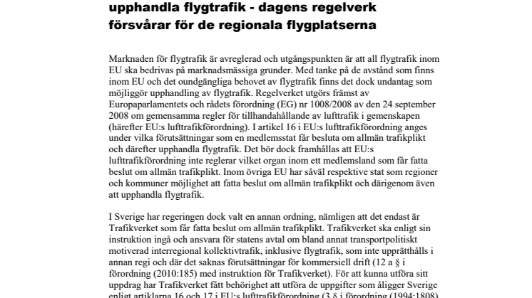 Skrivelse flygtrafikupphandling Karlstad Värmland